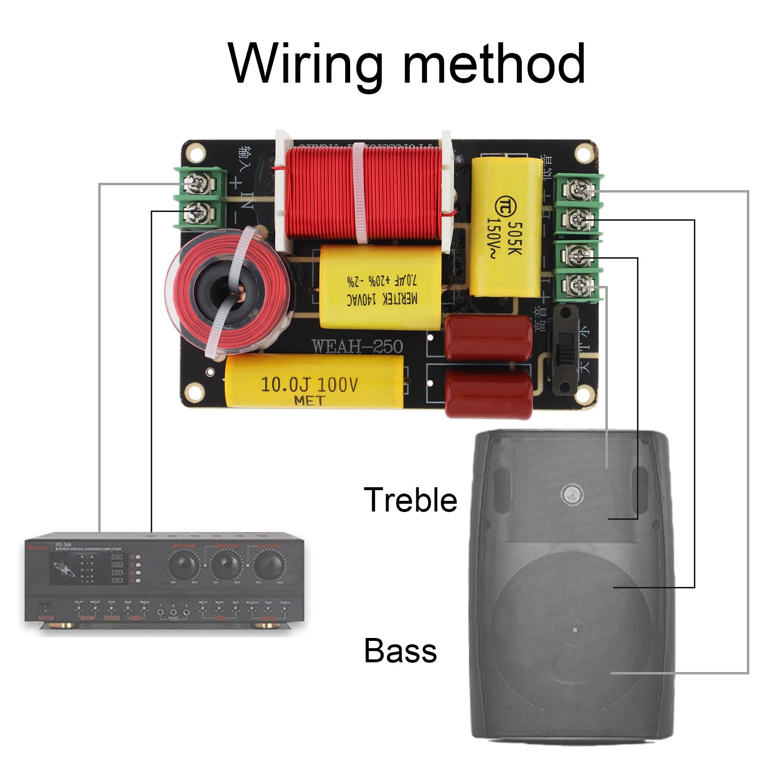 Amazon.com: DriSentri 2 Way Crossover for Speaker, 250W 4-12 Ohm 2